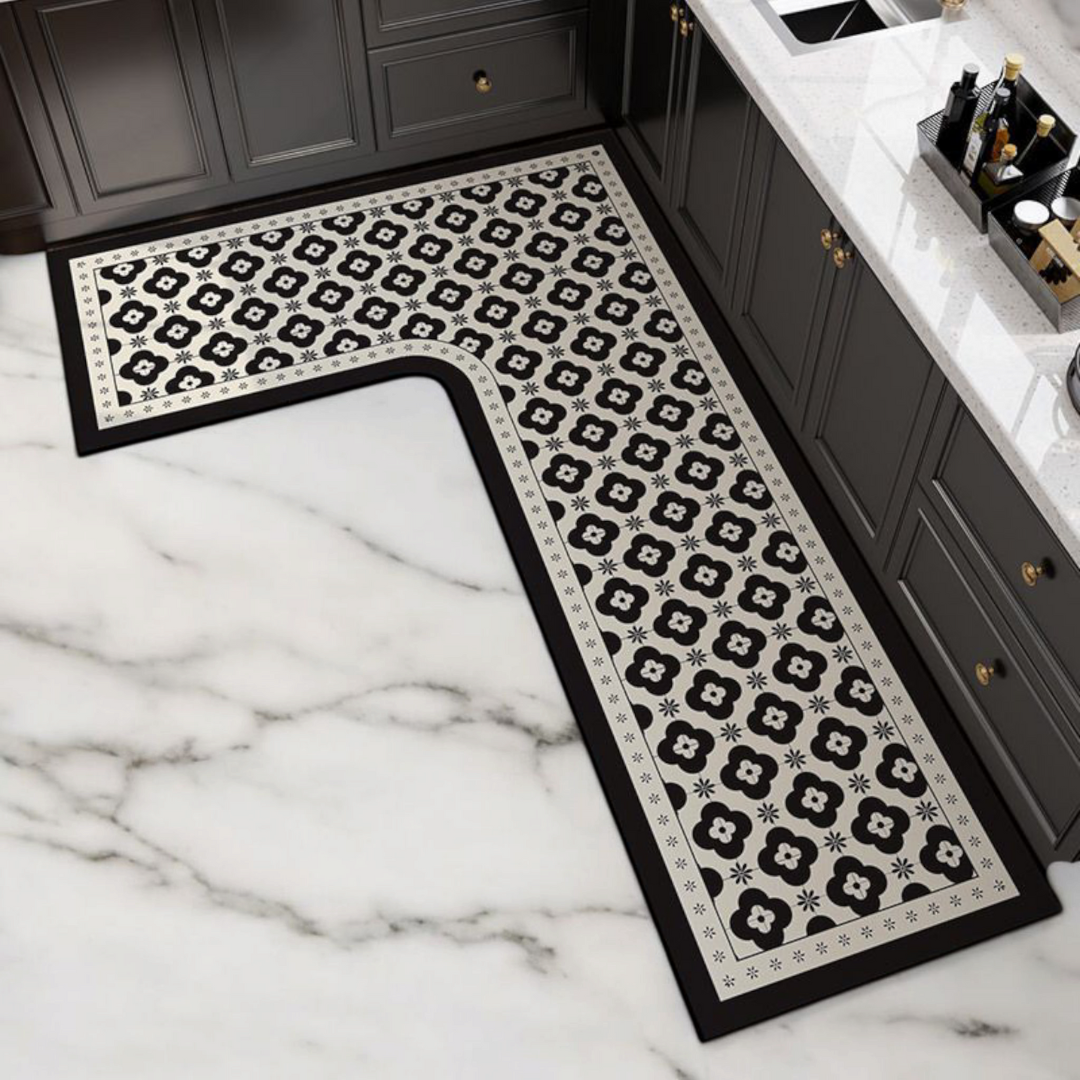 Evcve Non-Slip L-Shaped Kitchen Rug with Rubber Backing