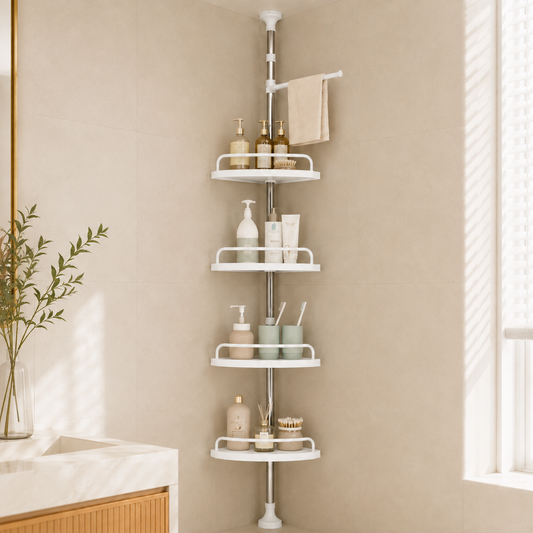 EVCVE Multipurpose Bathroom Rack with Hooks and Towel Bar - 4 Tier