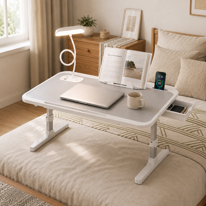 Evcve Premium Foldable Bed Table Adjustable Height Multifunction Table with Light