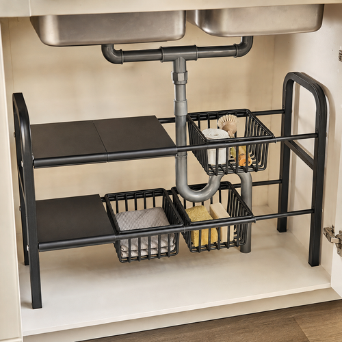 Evcve 2 Layer Expandable Under Sink Storage Rack