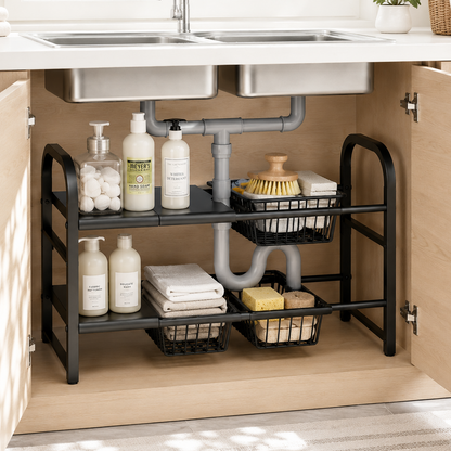 Evcve 2 Layer Expandable Under Sink Storage Rack