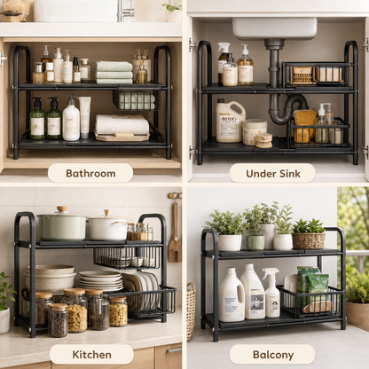 Evcve 2 Layer Expandable Under Sink Storage Rack