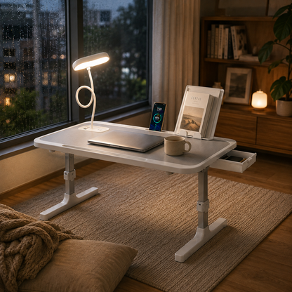 Evcve Premium Foldable Bed Table Adjustable Height Multifunction Table with Light