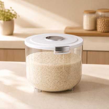 Evcve Large Capacity Transparent Rice Container with One-Click Lid