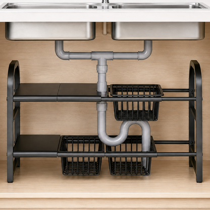 Evcve 2 Layer Expandable Under Sink Storage Rack