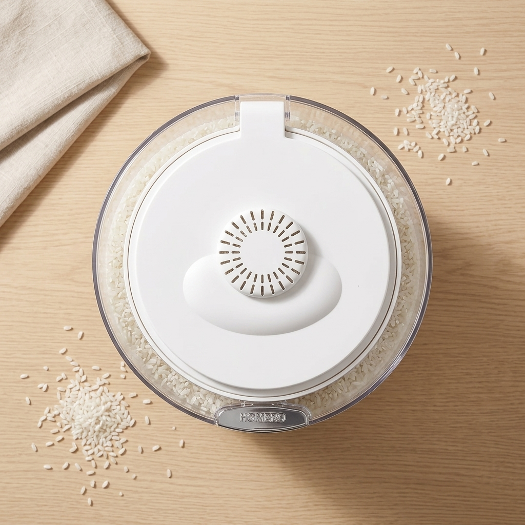 Evcve Large Capacity Transparent Rice Container with One-Click Lid