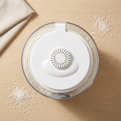Evcve Large Capacity Transparent Rice Container with One-Click Lid