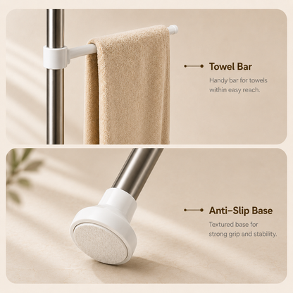EVCVE Multipurpose Bathroom Rack with Hooks and Towel Bar - 4 Tier