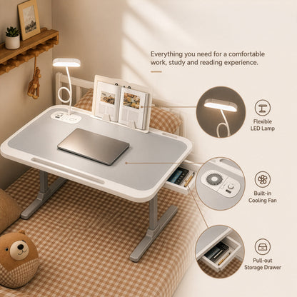 Evcve Premium Foldable Bed Table Adjustable Height Multifunction Table with Light