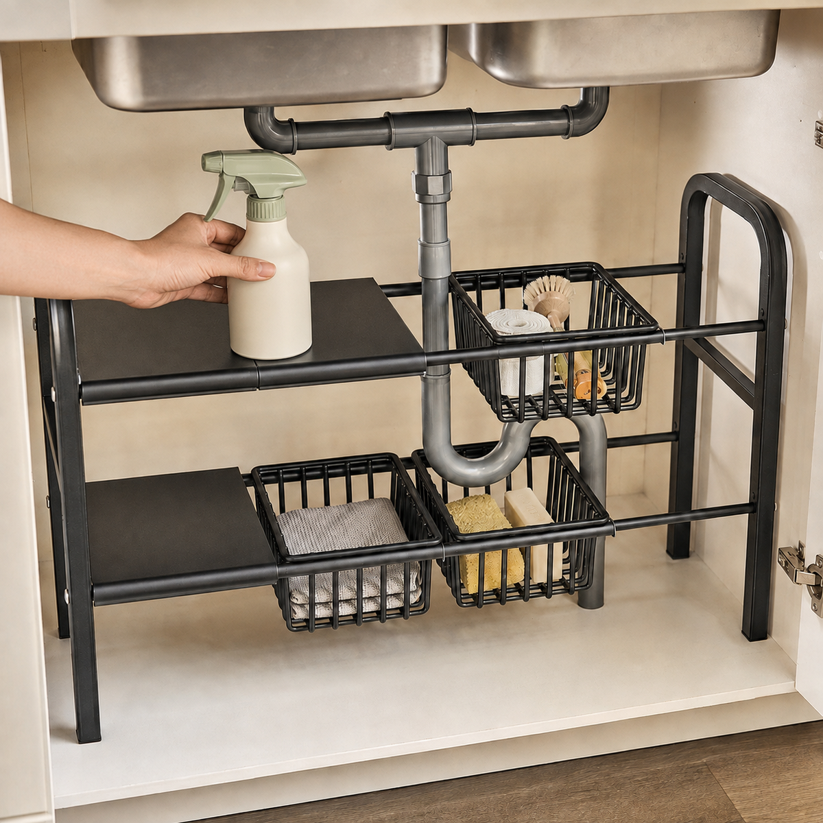 Evcve 2 Layer Expandable Under Sink Storage Rack