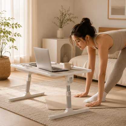 Evcve Premium Foldable Bed Table Adjustable Height Multifunction Table with Light