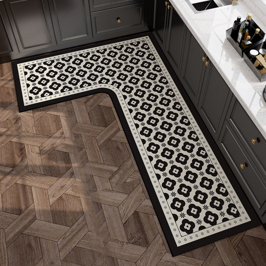 Evcve Non-Slip L-Shaped Kitchen Rug with Rubber Backing
