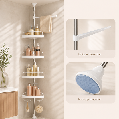 EVCVE Multipurpose Bathroom Rack with Hooks and Towel Bar - 4 Tier