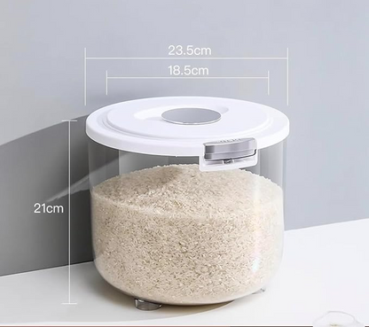 Evcve Large Capacity Transparent Rice Container with One-Click Lid