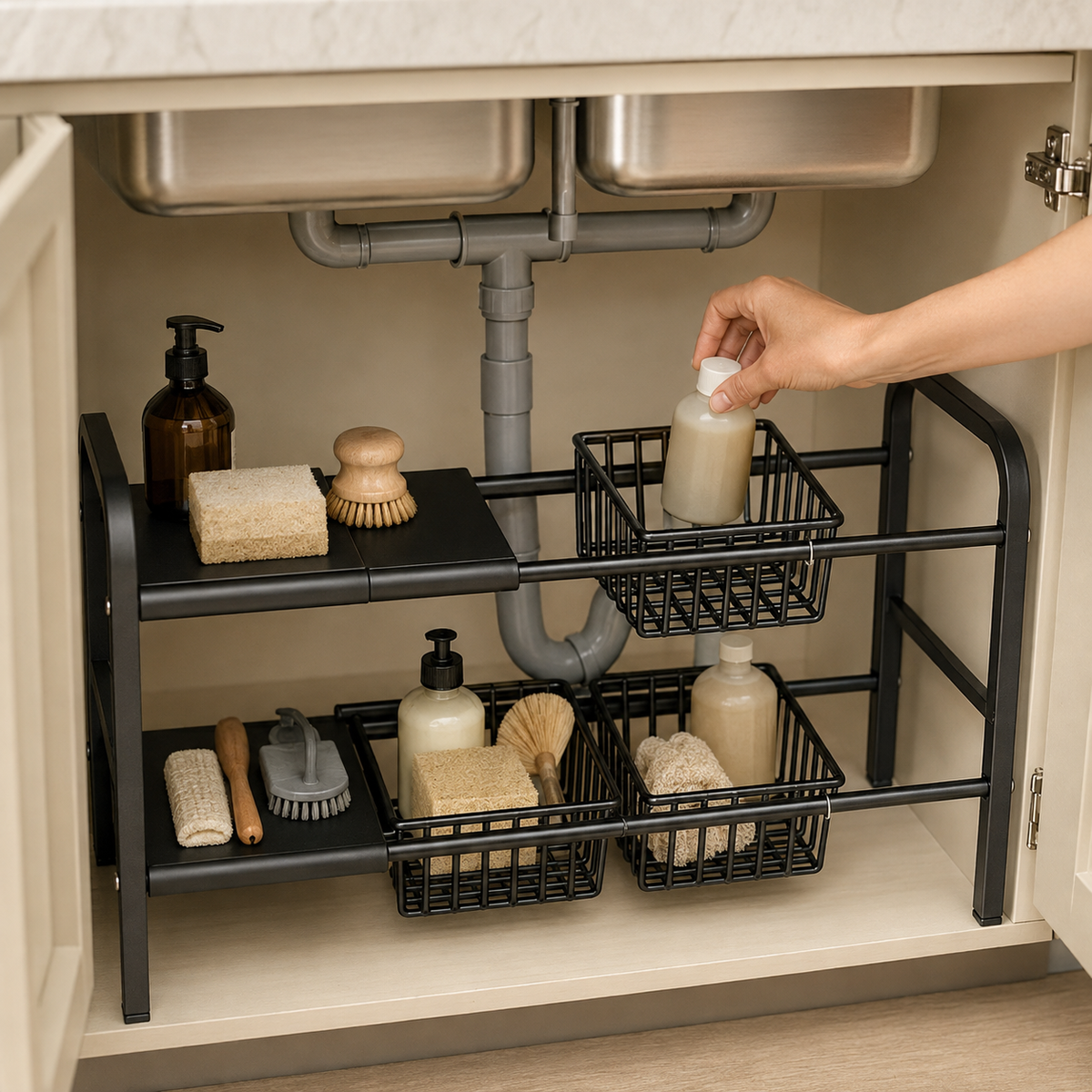 Evcve 2 Layer Expandable Under Sink Storage Rack