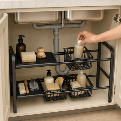 Evcve 2 Layer Expandable Under Sink Storage Rack