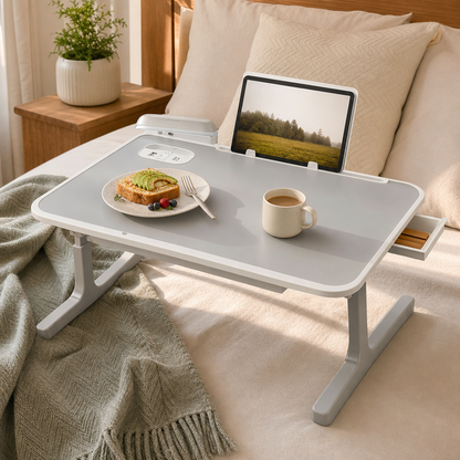 Evcve Premium Foldable Bed Table Adjustable Height Multifunction Table with Light