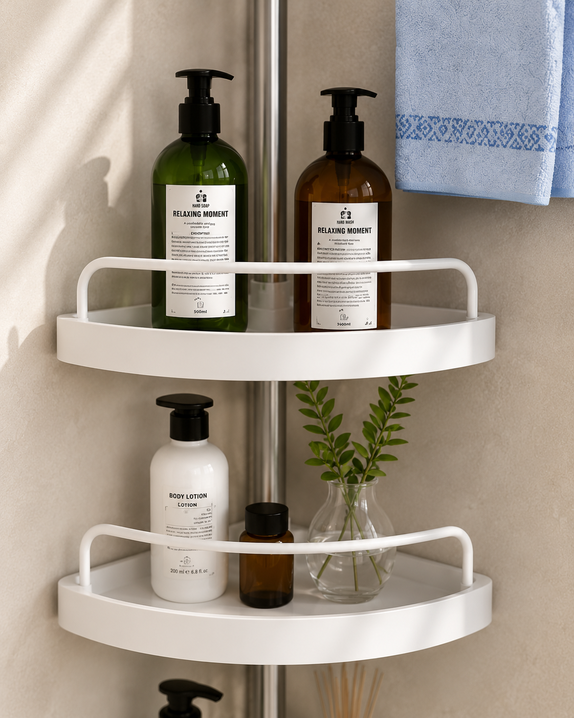 EVCVE Multipurpose Bathroom Rack with Hooks and Towel Bar - 4 Tier