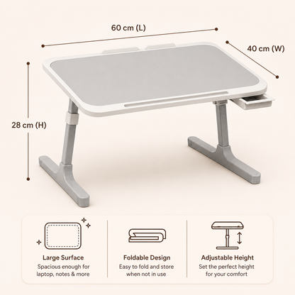 Evcve Premium Foldable Bed Table Adjustable Height Multifunction Table with Light