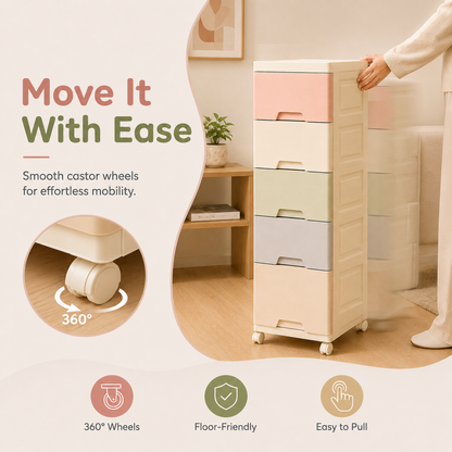 Evcve Multi-Purpose Multicolor Slim Storage Cabinet with Wheels