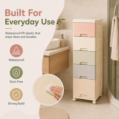 Evcve Multi-Purpose Multicolor Slim Storage Cabinet with Wheels