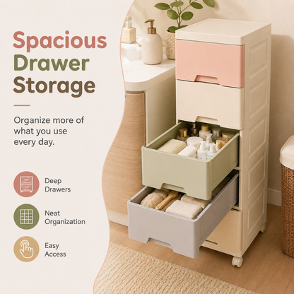 Evcve Multi-Purpose Multicolor Slim Storage Cabinet with Wheels