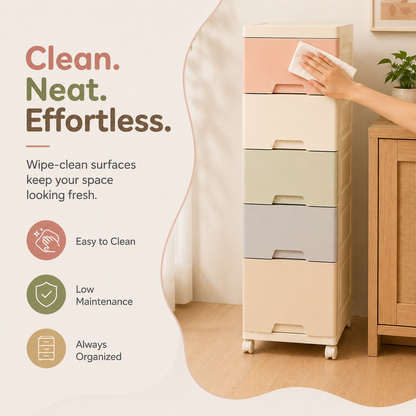 Evcve Multi-Purpose Multicolor Slim Storage Cabinet with Wheels