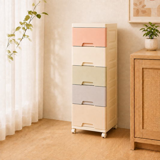 Evcve Multi-Purpose Multicolor Slim Storage Cabinet with Wheels