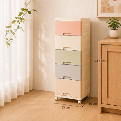 Evcve Multi-Purpose Multicolor Slim Storage Cabinet with Wheels