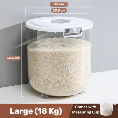 Evcve Large Capacity Transparent Rice Container with One-Click Lid