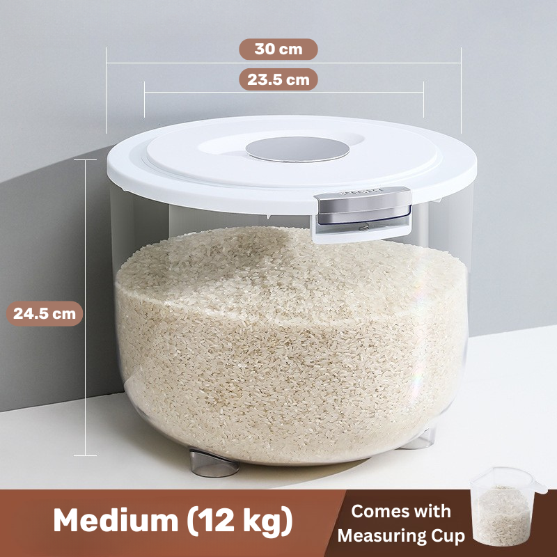 Evcve Large Capacity Transparent Rice Container with One-Click Lid